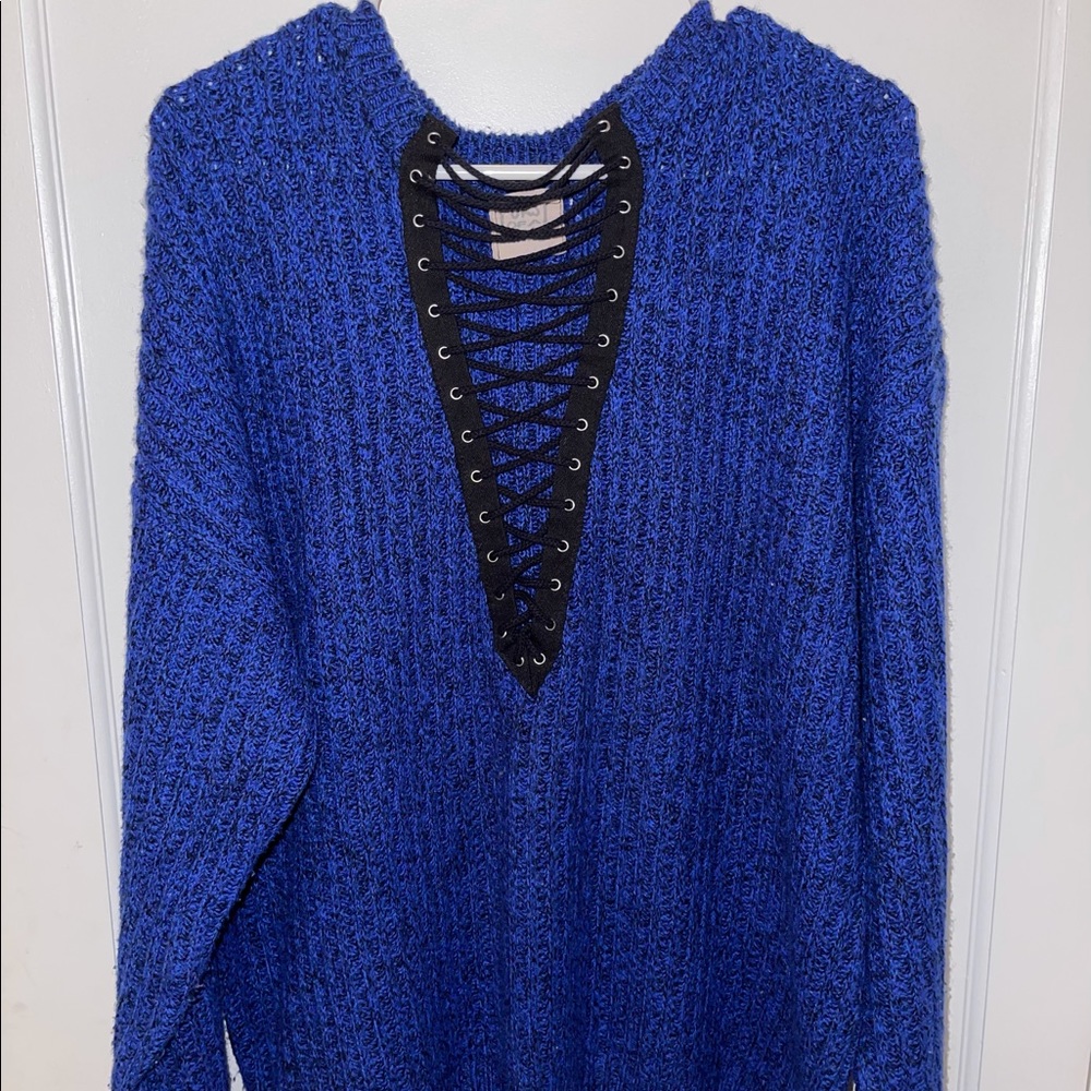 LF Thick Plunge Knit V Neck Sweater